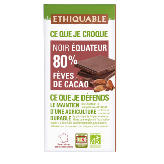Chocolate negro 80% con nibs de cacao BIO