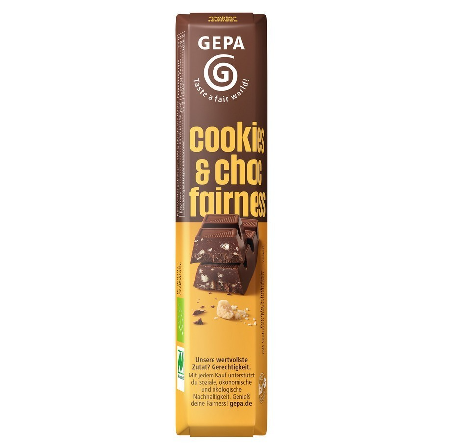 CHOCOLATINA ECOLÓGICA NEGRA 60% CON GALLETA, 45g
