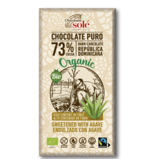 Chocolate Negro 73% con Agave -Sin Azúcar Sacarosa- BIO